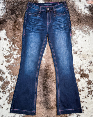 Pink Boot Stitch Trouser Jeans by Cowgirl Tuff