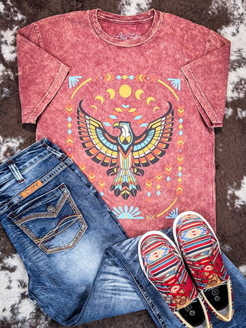 Southwestern Eagle Graphic Tee - Wine - Western Tee - Apparel - Bronco Western Supply Co.