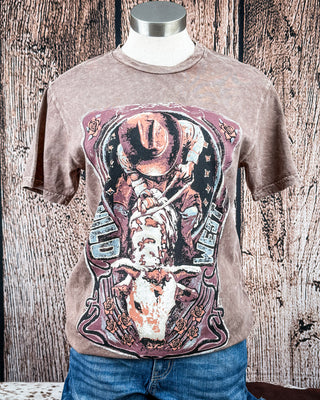 Milo Wild West Boyfriend Tee in Mocha Mineral Wash