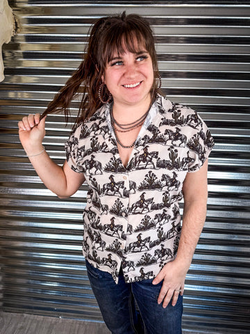 Jude Western Dolman Short Sleeve Button Down Top - Western Top - Bronco Western Supply Co.