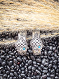 Harlow - Checkered - Spade - Semi Hoop - Silver - Earring - Western - Bronco Western Supply Co.