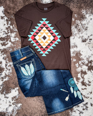 Canyon Lattice Graphic Tee in Chocolate