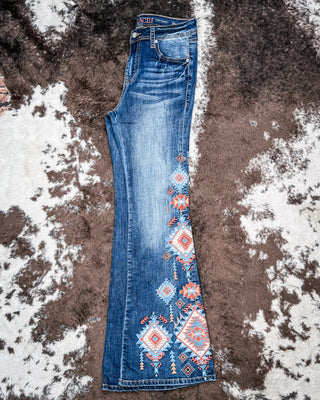Sierra Mosaic Women's Easy Fit Flare Jeans by Grace in LA