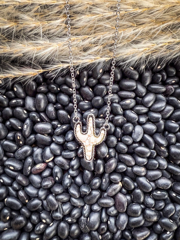 Penny Cactus Necklace - White