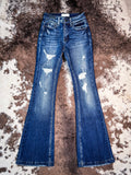 Petra - Whitley - Mid-Rise - Stretch Flare Jeans - Denim - Bronco Western Supply Co. 