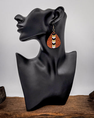 Cedar Lane Wood Teardrop Earrings in Brown Multi