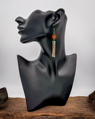 Turquoise Mesa Wood Bar Earrings in Aqua