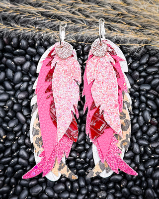 Scarlet Halo Feather Earrings in Pink Multi