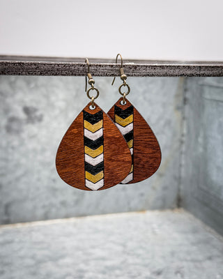 Cedar Lane Wood Teardrop Earrings in Brown Multi