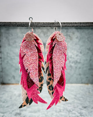 Scarlet Halo Feather Earrings in Pink Multi