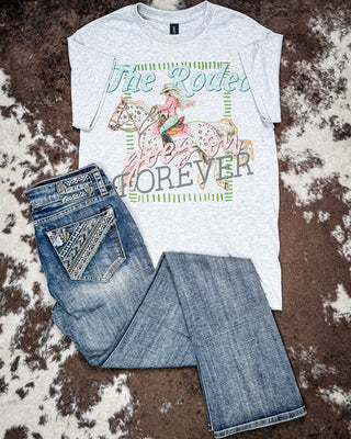 Dustlight Rhinestone Rodeo Tee in Gray