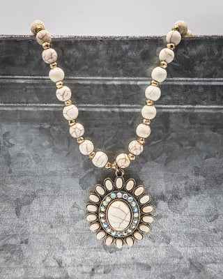 Magnolia Beaded Necklace in White