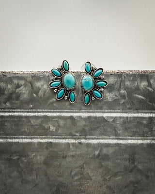 Sundial Stud Earrings in Teal