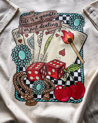 Life is A Gamble Graphic Tee in Natural