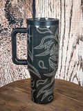 Western tumbler with Lucky & Blessed logo.

