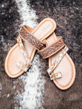 Myra Bag - LaDonna Trail Sandal in Beige – Tooled Leather & Hide