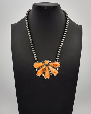 Sierra Fan Fashion Necklace Set in Burnt Orange
