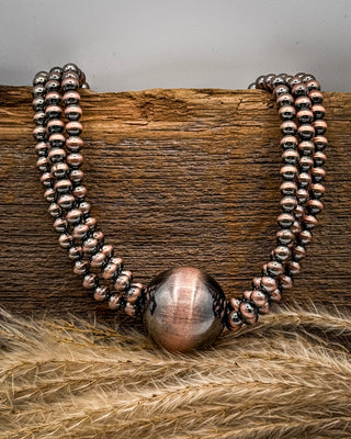 Lennox Layered Bead Fashion Necklace in Copper