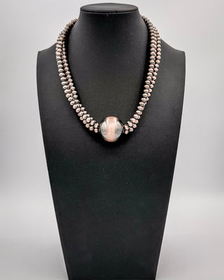 Lennox Layered Bead Fashion Necklace in Copper