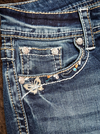 Marisol Prickly Pear Easy Bootcut Jeans in Medium Wash by Grace in LA