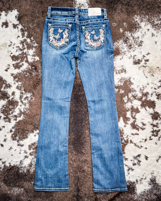 Marisol Prickly Pear Easy Bootcut Jeans in Medium Wash by Grace in LA