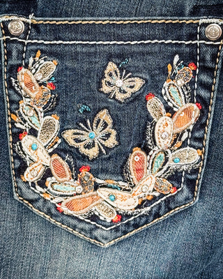 Marisol Prickly Pear Easy Bootcut Jeans in Medium Wash by Grace in LA