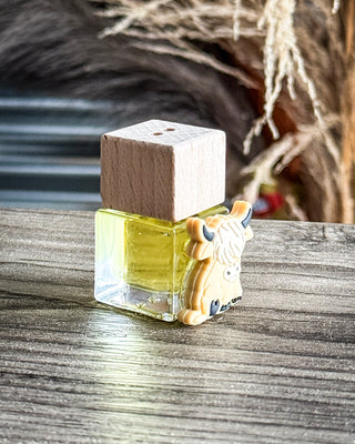 Tan Highland Cow Vent Clip Car Diffuser in Cowgirl Kisses