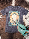 Western Cow Skull Graphic Tee - Vintage Black - Western Fashion - Tee - Bronco Western Supply Co.