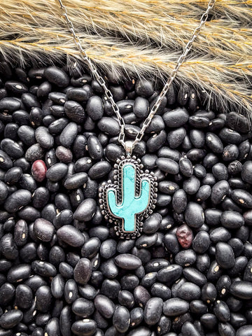 Tessa Cactus Necklace - Turquoise - Western Jewelry - Necklace - Bronco Western Supply Co.