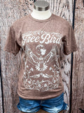 Mannequin wearing jean shorts and the Free Bird Graphic Tee. 