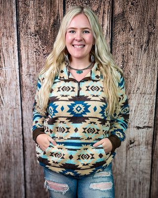 Briarwood Aztec Pullover Hoodie in Sand