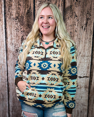 Briarwood Aztec Pullover Hoodie in Sand