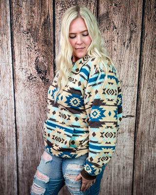 Briarwood Aztec Pullover Hoodie in Sand