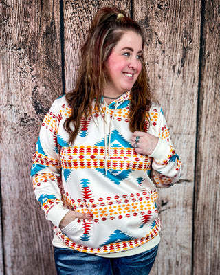 Copperline Aztec Hoodie in Cream