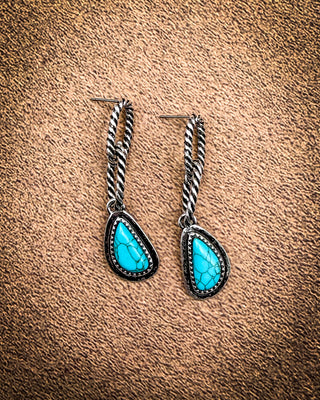 Lennox Blue Teardrop Chain Stud Earrings