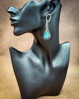 Lennox Blue Teardrop Chain Stud Earrings