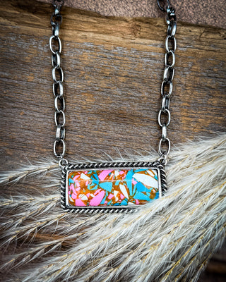 Calla Cotton Candy Stone Bar Necklace