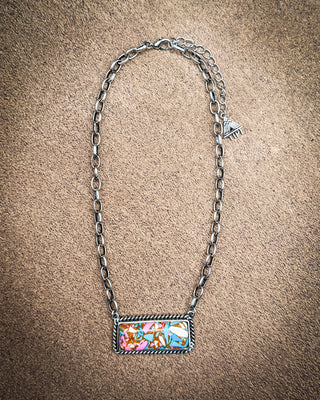 Calla Cotton Candy Stone Bar Necklace
