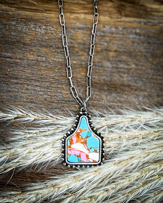 Maisie Cotton Candy Ear Tag Necklace
