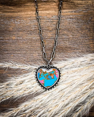 Amara Cotton Candy Stone Heart Necklace