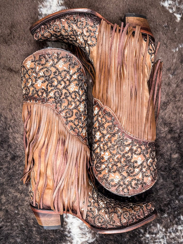 boots on cowhide