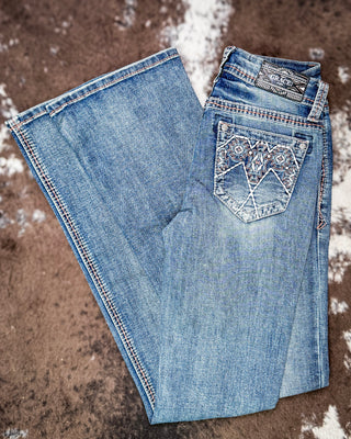 Copper Diamond Rhinestone Easy Boot Jeans by Grace in LA