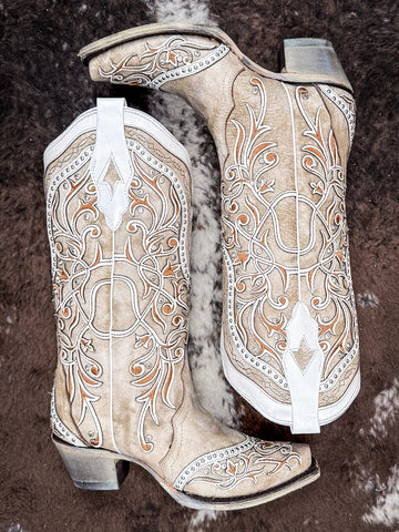 boots on cowhide