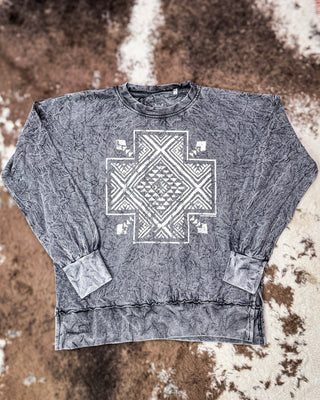Haven Cross Mineral Wash Lightweight Sweatshirt in Charcoal