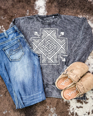 Haven Cross Mineral Wash Lightweight Sweatshirt in Charcoal