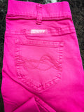 Close up view of stitching details on the back pocket.