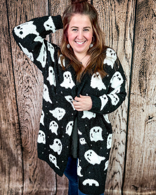Boo Crew Reversible Cloud Cardigan in Ghost by Blakeley