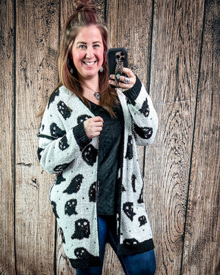 Boo Crew Reversible Cloud Cardigan in Ghost by Blakeley