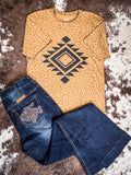 Vegas Aztec Graphic Tee - Brown Leopard - Western Tee - Bronco Western Supply Co.