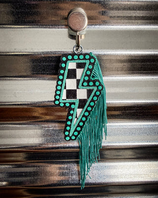 Tropical Thunder Checkered Lightning Car Freshie in Tropical Leather Scent